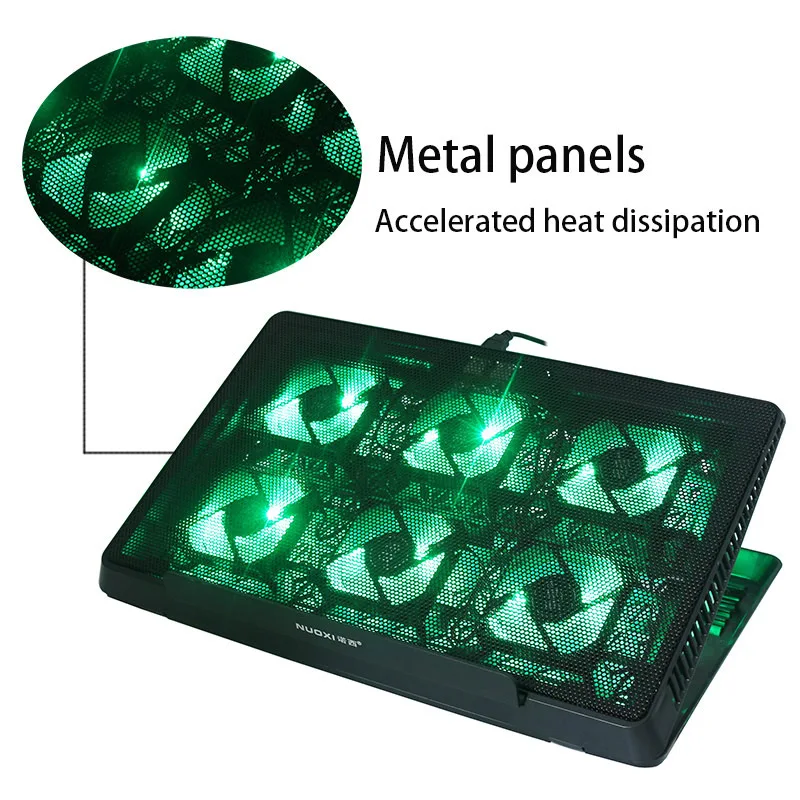 Nuoxi 6 LED Вентилятор Охлаждающая подставка алюминиевая охлаждающая для ноутбука