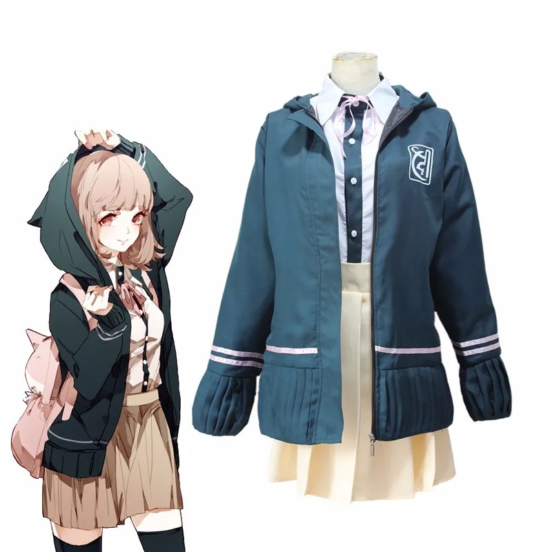 

Danganronpa 2 Nanami ChiaKi Cosplay Costume Dangan Ronpa Full Set Cosplay School Uniform with Wigs Girls Sailor Suit Party Dress