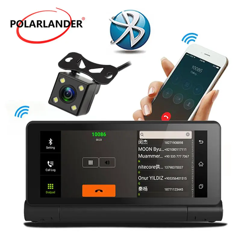Двойной камера автомобиля gps DVR Bluetooth центр WiFi консоли навигатор 1280*480 4 светодио