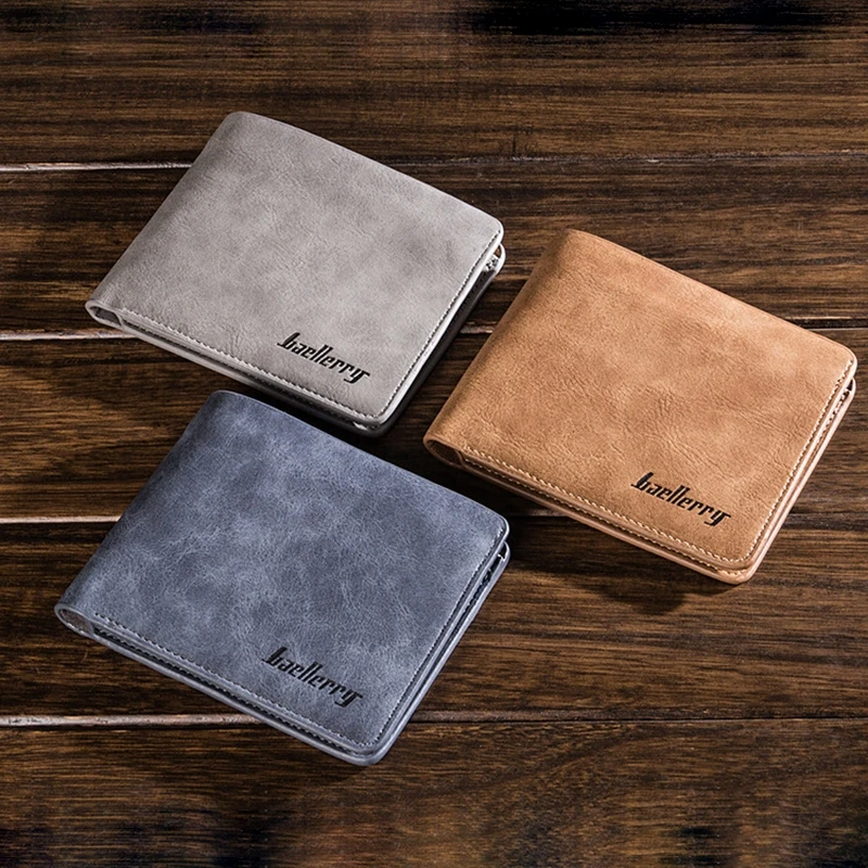 Men's Wallet Short Student Retro Matte Two Fold Vertical Youth Multi-Card Tide | Багаж и сумки