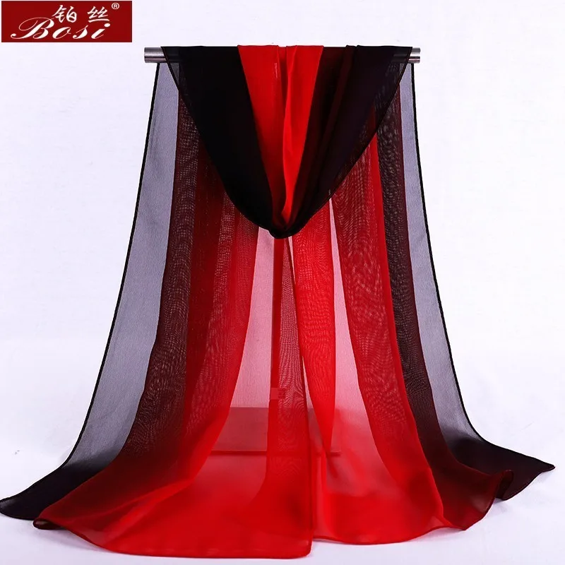 

Scarf chiffon gradient women hijab winter brand autumn red long scarfs poncho luxury ladies scarves shawl sjaal long hijab luxe