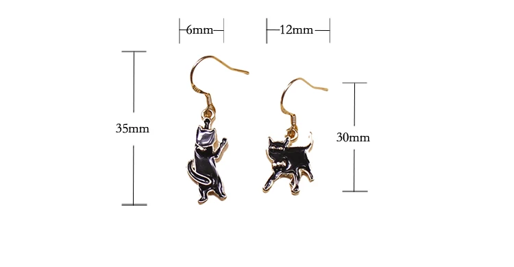 IEAR black cats design earrings present unique style for girls women ladys with silver hook gold color plated | Украшения и