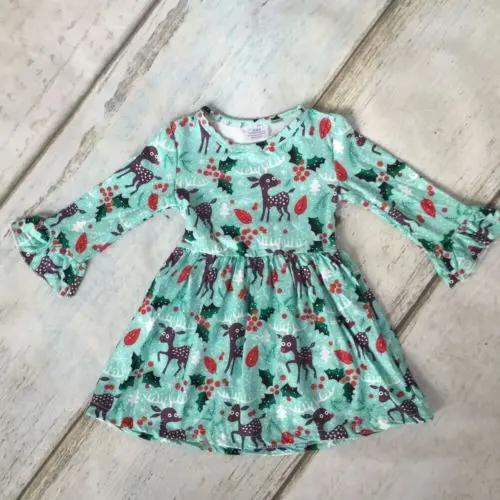 AU Sale Kids Baby Girl Xmas Deer Bell Sleeve Party Toddler Dress Clothes | Детская одежда и обувь