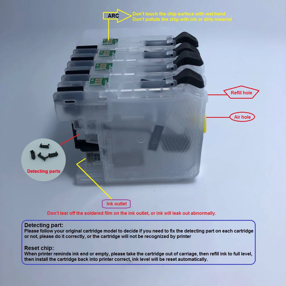 

YOTAT Refillable ink cartridge LC219 LC215 for brother DCP-J4220N-B/W MFC-J4720N MFC-J5620CDW MFC-J5720CDW MFC-J5820DW