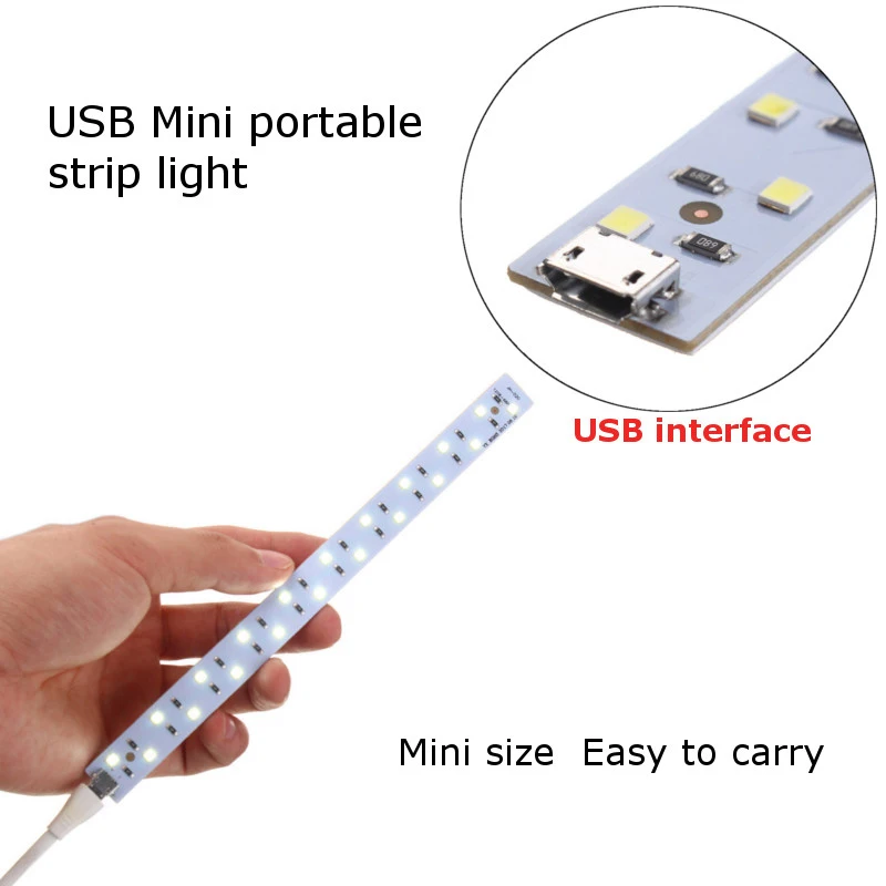 Светодиодная гибкая лента CLAITE 20 см мини USB светильник белый свет 5 В лампа