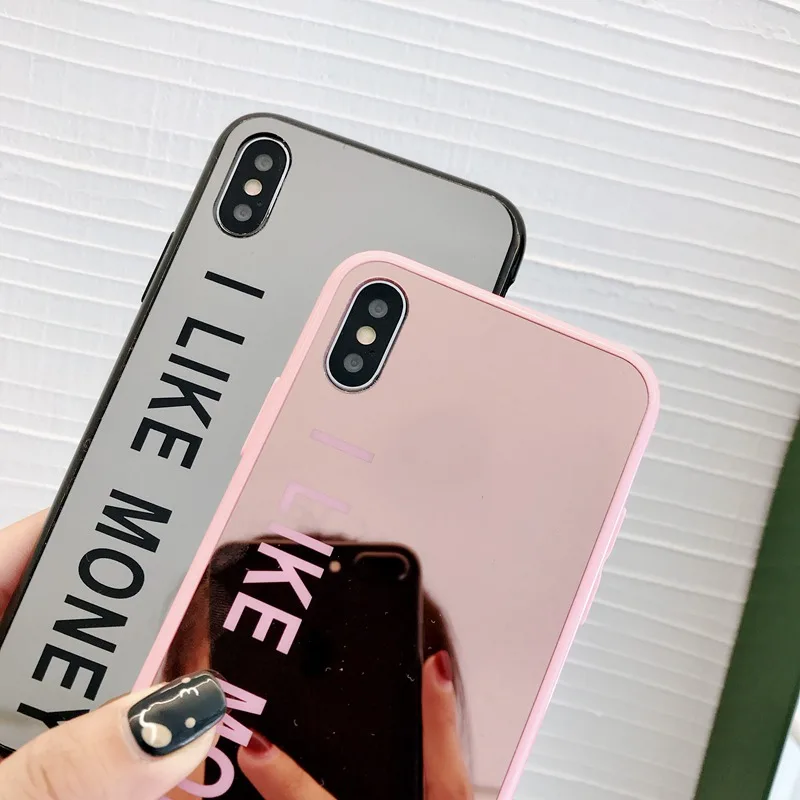 STROLLIFE Candy Color Phone Case for iPhone X XS Max XR Mirror Surface Cover IPhone 8 6s 7 Plus Letters I Like Money Shell |