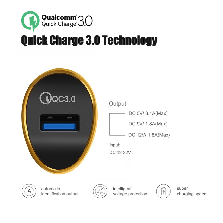 QC 3 0 Автомобильное зарядное устройство USB быстрая зарядка быстрое автомобильное