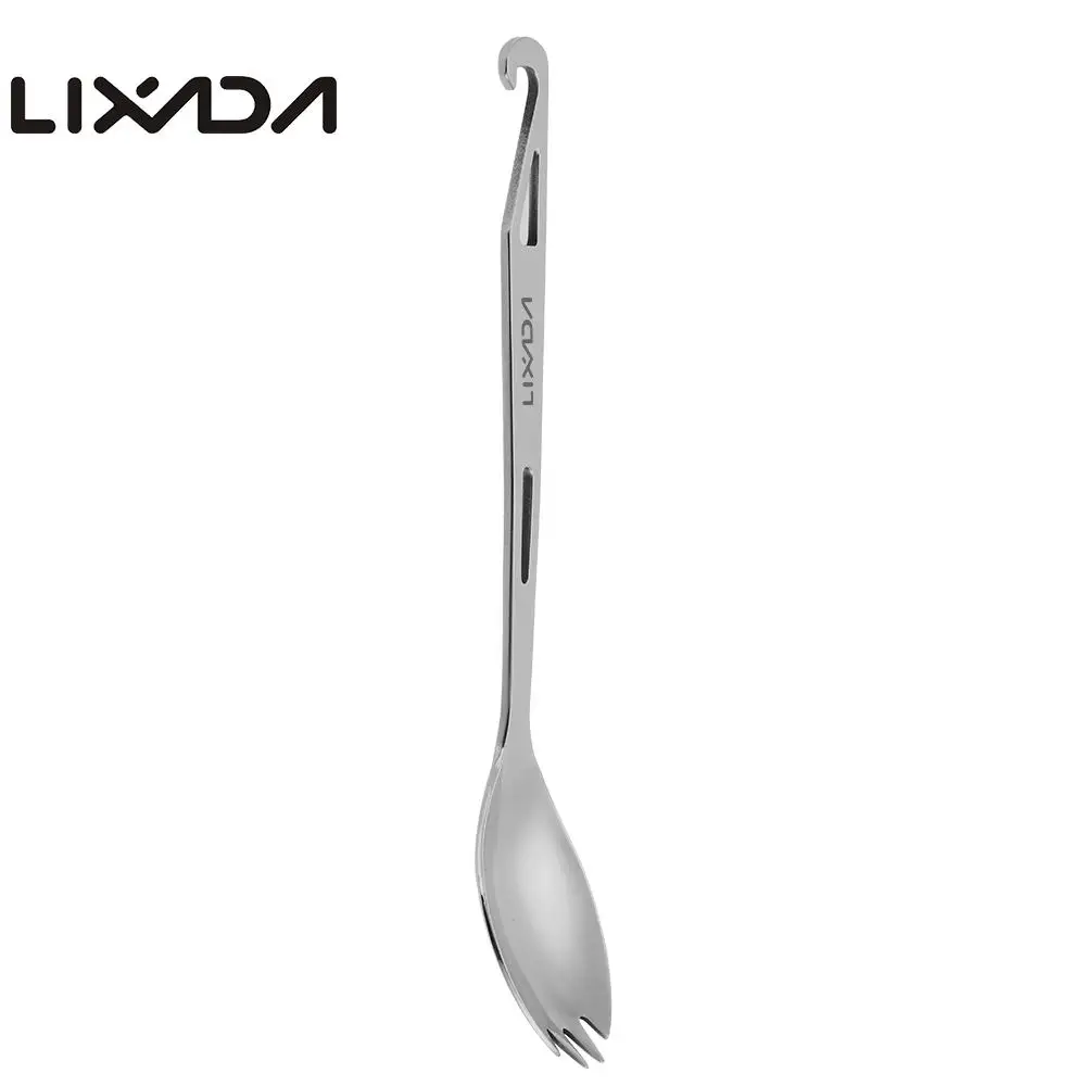 Вилка спора Lixada из нержавеющей стали с длинной ручкой и открывалкой для
