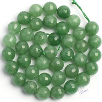 high quality natural green aventurine 4681012mm faceted round shape diy gems loose beads 15 inch jewelry making w1667