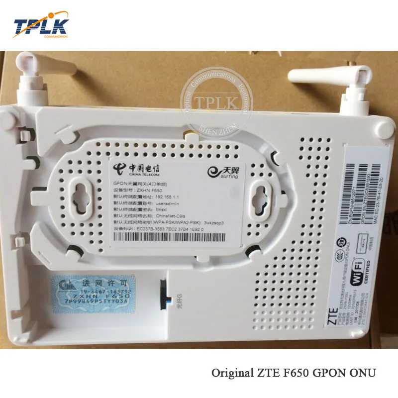 GPON F650 ONU ONT с 1GE + 3FE 1USB 1WiFi английская версия DC/12V 2 4G Китайский телекоммуникационный