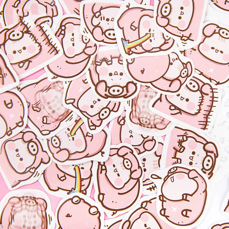 45 шт Kawaii Pig наклейки милые канцелярские Розовые Бумажные Клейкие для детей DIY
