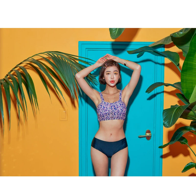 

Сексуальный женский купальник на косточках, комплект бикини с цветочным принтом, купальный костюм с высокой чашкой, купальник-бандо, летняя...