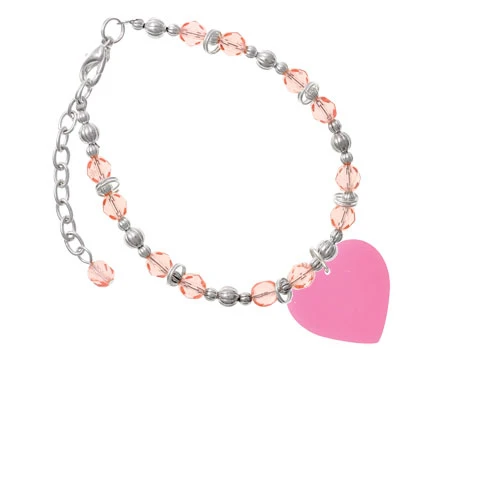 Акрил 1 &quotярко-розовый сердце украшенный розовым бисером браслет |