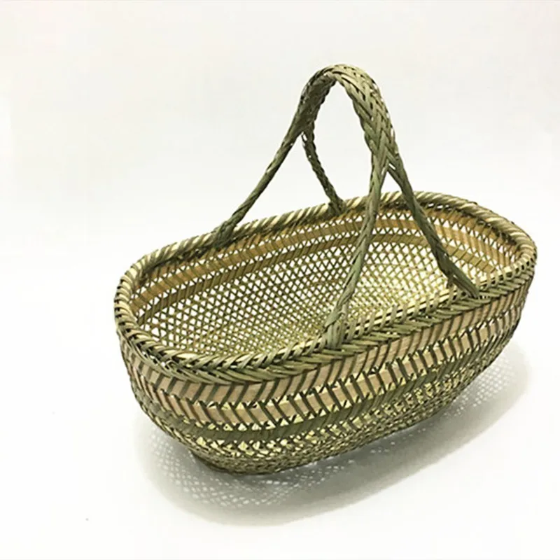 Большая бамбуковая соломенная корзина из ротанга ручной работы круглая