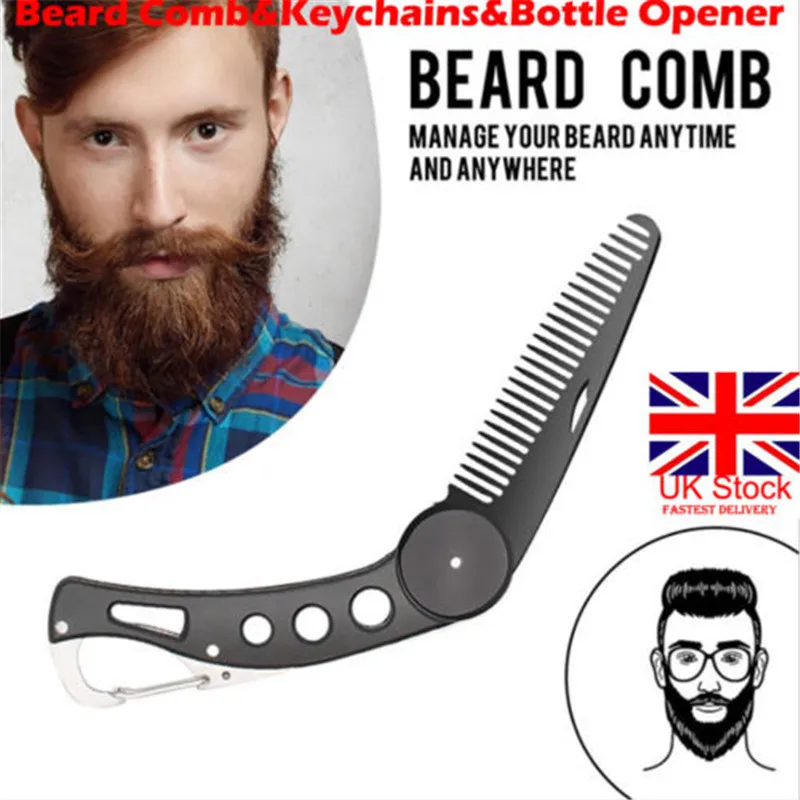 UK Beard Comb Mens Shaving Pocket Male Stainless Steel Mustache Brush Portable | Дом и сад