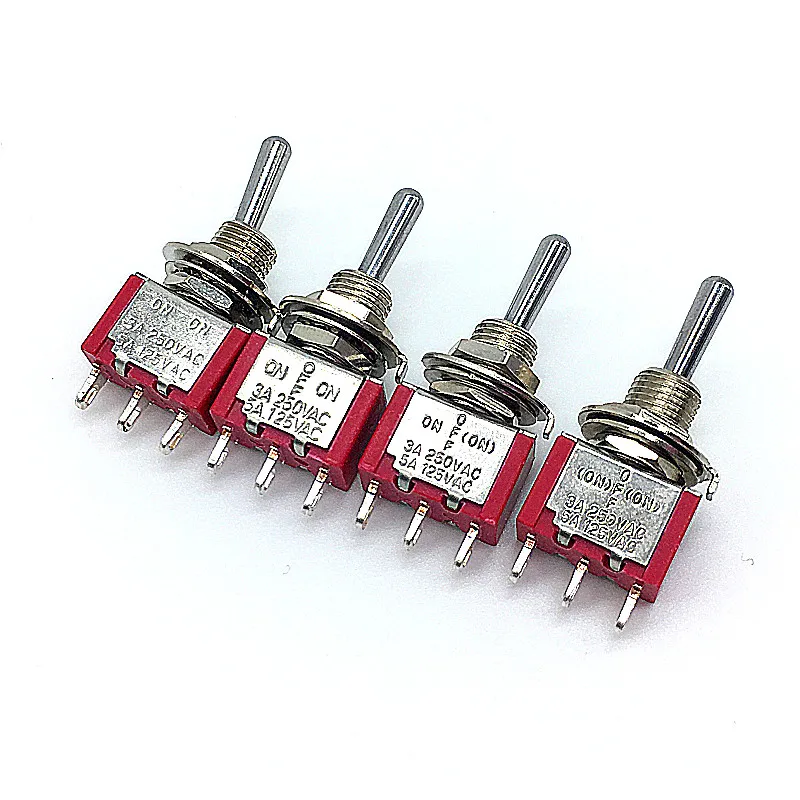 

2pcs Mini Latching/Reset Toggle Switch T80-T ON ON/ON OFF ON 3A/250V 5A/125V 6mm 3PIN SPDT 2 3 Position