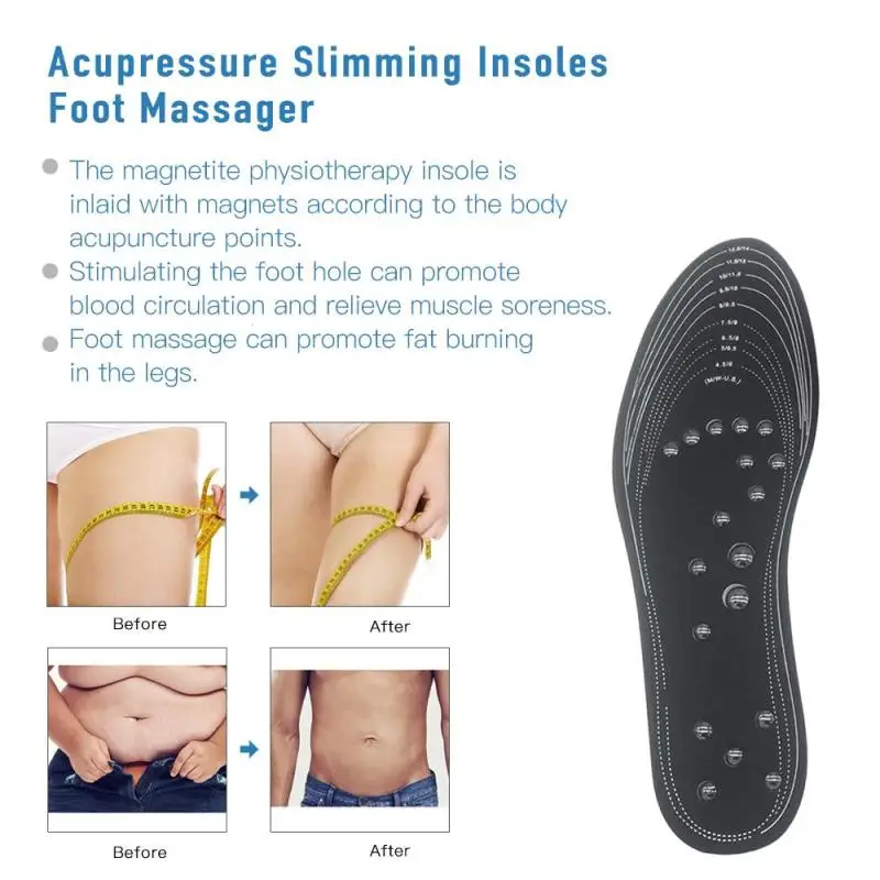 1pair New Hot Acupressure Slimming Insoles Foot Massager Magnetic Therapy Weight Loss Feet Massage relax Insole health care C2 |