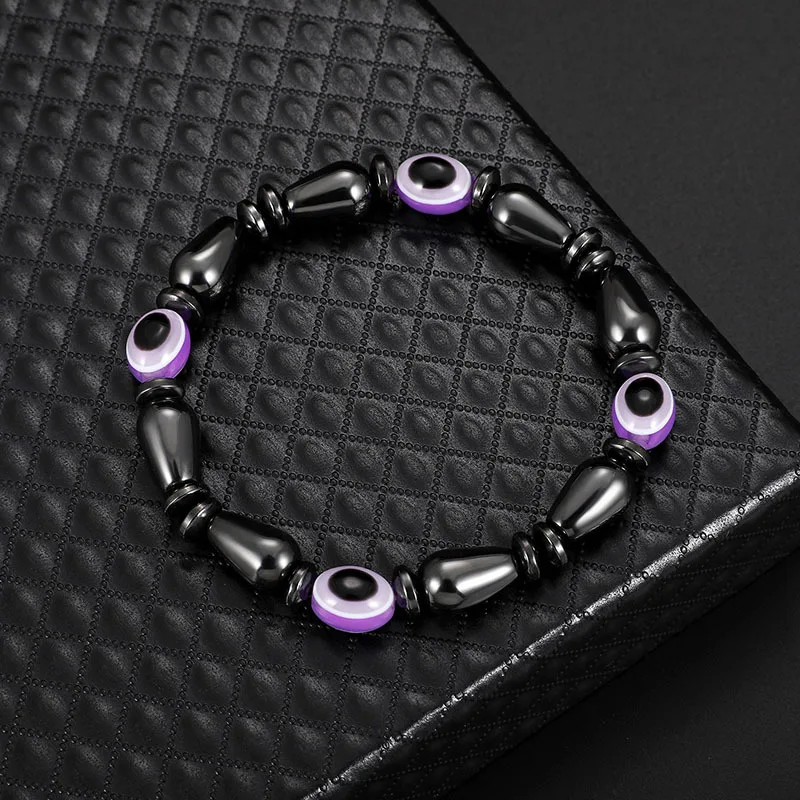 Fashion Black Magnetic Bracelets Weight Loss Handmade Eye Bead Slimming Therapy Bracelet For Women Jewelry Gift | Украшения и