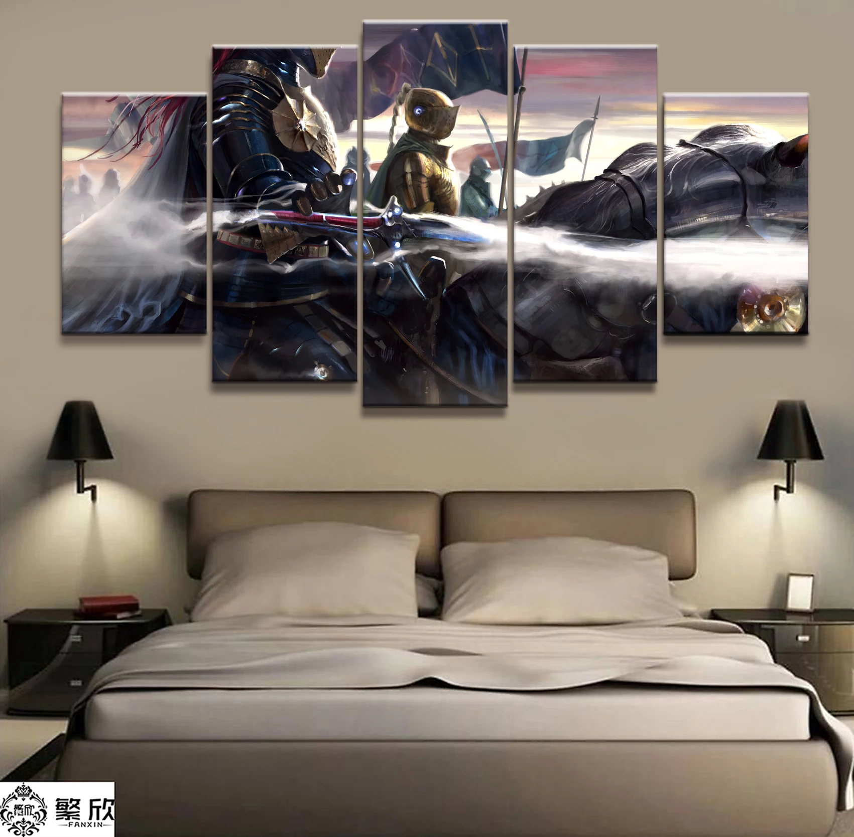 Home Decor Canvas 5 Panels Anime Fantasy Knight Game Cartoon Piece Poster Picture Wall Decoration Painting Wholesale | Дом и сад