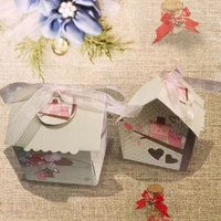 50pcs cartoon bird love heart party wedding candy boxes hollow favors sweets gifts boxes with ribbon wedding party supplies d3