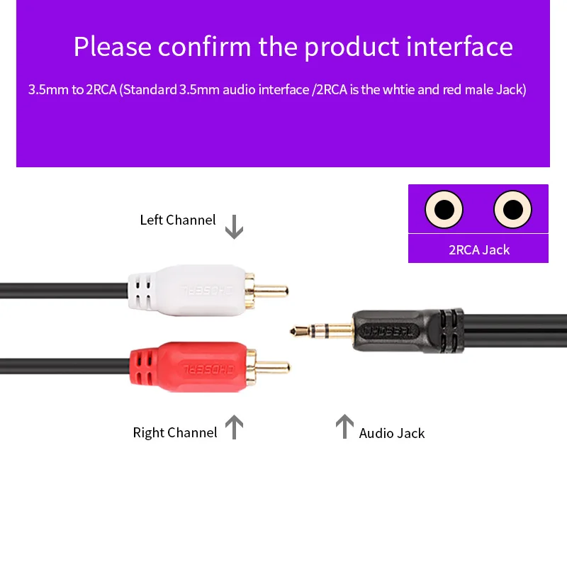 Кабель CHOSEAL RCA 2RCA аудиокабель с разъемом 3 5 мм штырь кабель AUX для наушников