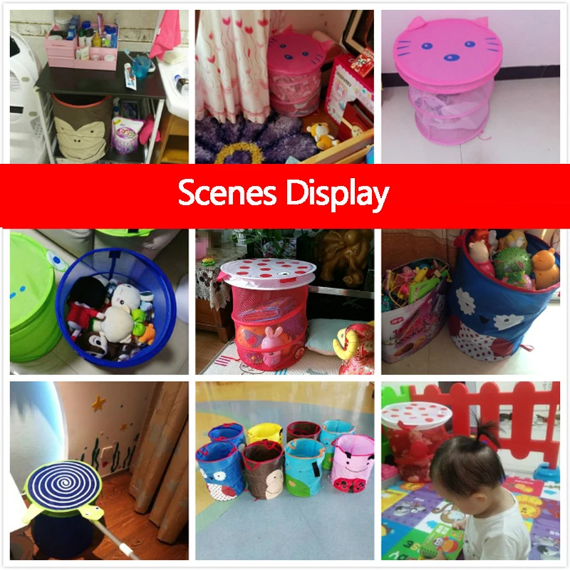 1 Pcs New Folding Cartoon Cylindrical Breathable Laundry Basket For Children Room Decoration Toys Large Storage Organizer | Дом и сад
