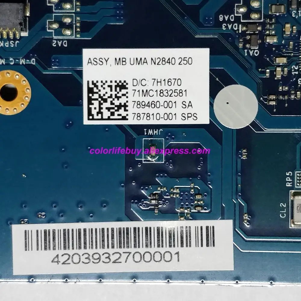 Оригинальная материнская плата для ноутбука 787810 001 501 601 UMA w N2840 CPU ZSO50 LA A994P HP 250/256
