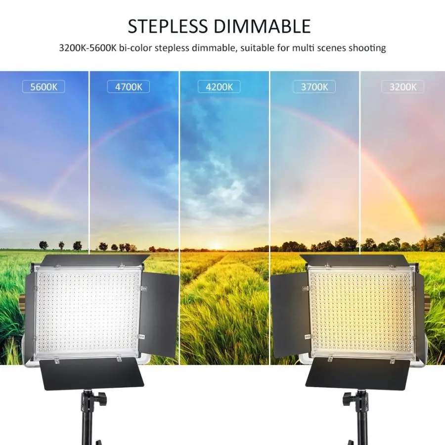 W660S 2 пакета LED видео свет 3200-5600K CRI 95 + со складной подставкой и сарай дверь |