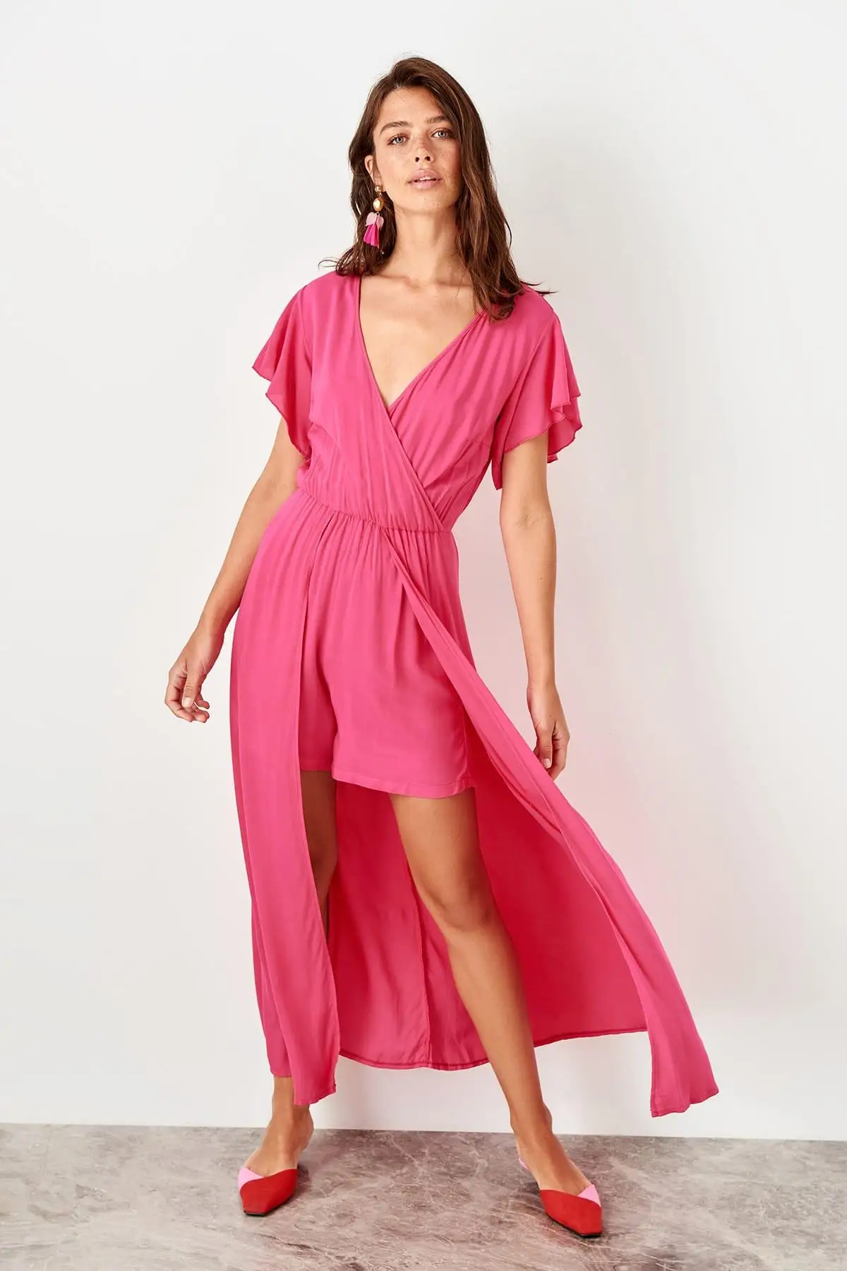 Trendyol Fuchsia Double Breasted Jumpsuit TWOSS19IS0073 |