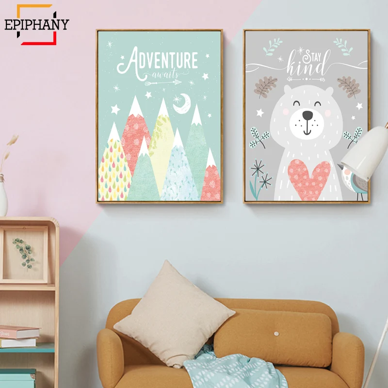 Настенная картина для детской комнаты с изображением лесных животных|Рисование