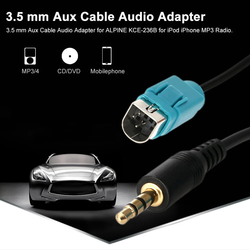 KKmoon 3 5 мм Aux кабель Соединительная линия аудио адаптер для ALPINE KCE-236B iPod iPhone 6S 6 Plus 5S 5C