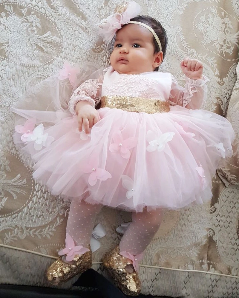 CANIS 2018 Lovely Toddler Kids Baby Girls Long Sleeves Lace Butterfly Tutu Birthday Party Wedding Tull Dress 1-6T | Детская одежда и