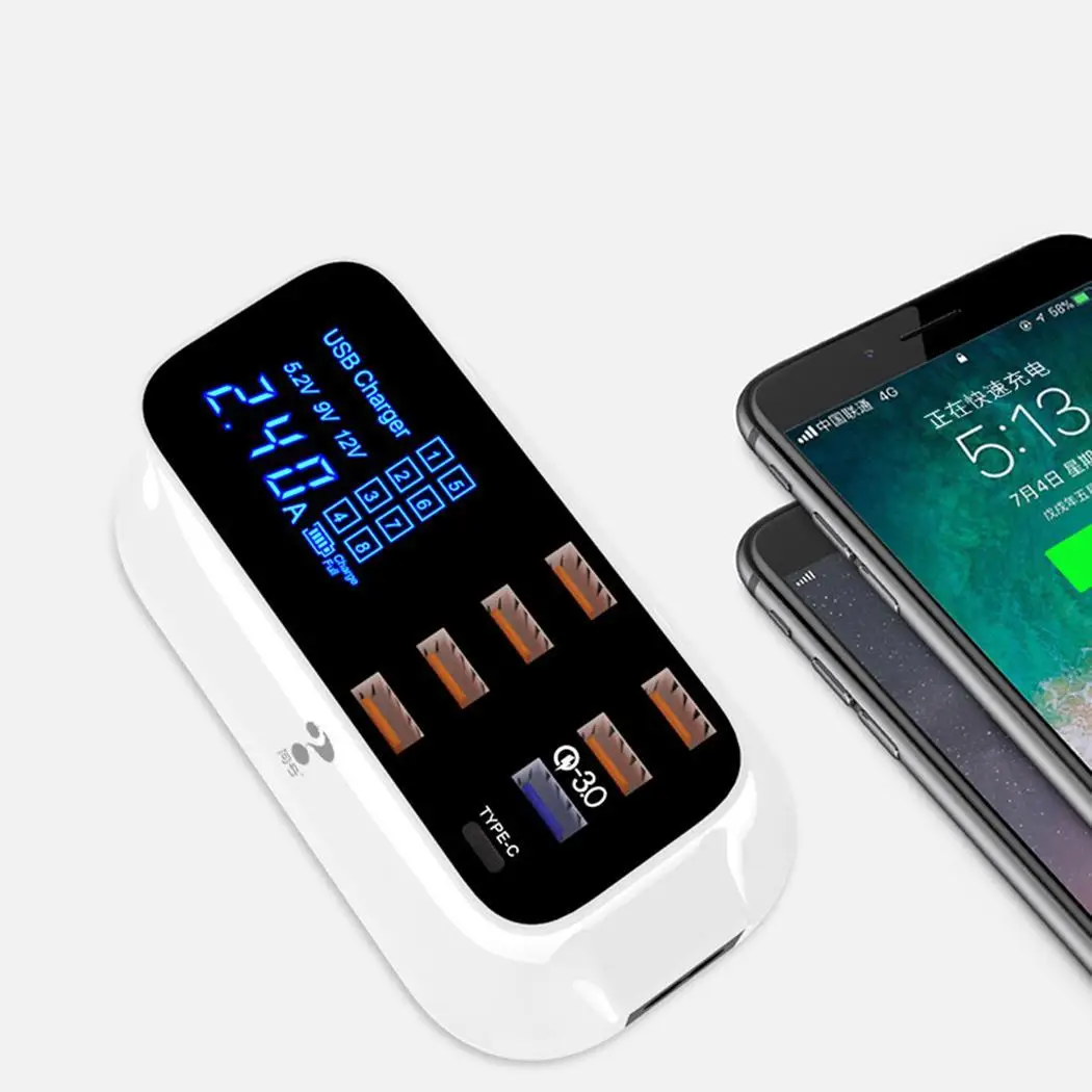 Smart Тип usb C светодиодный Дисплей Desktop Быстрая зарядка мобильного телефона USB