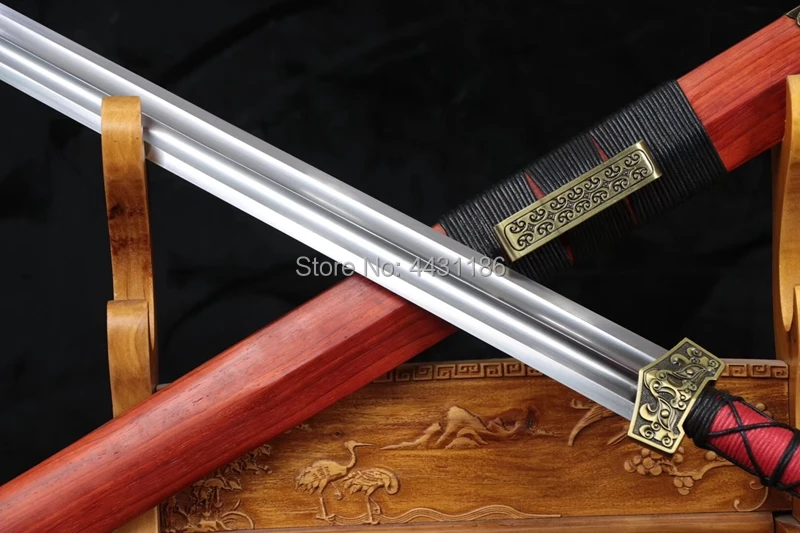Красное дерево Saya Китайский Меч фехтовальщика Han jian Высокоуглеродистая сталь