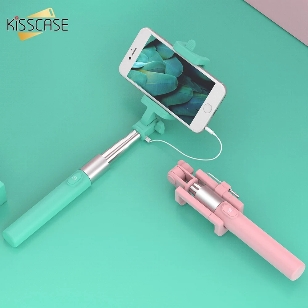 KISSCASE яркая универсальная палка для селфи iPhone 7 8 Huawei Портативный мини-таймер Samsung