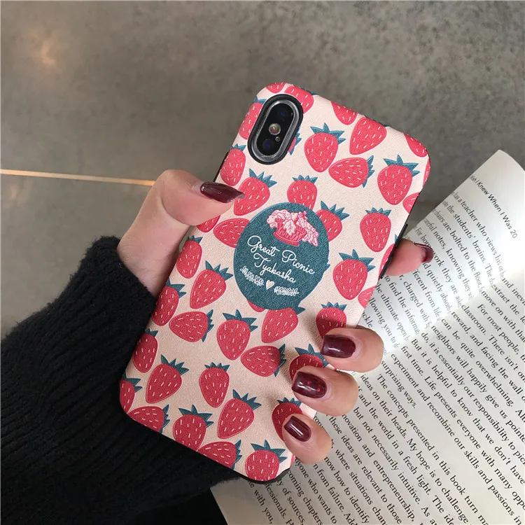 Kawaii японский розовый клубничный чехол для телефона iPhone X Xs XR XSmax 7 Puls 6 6S 8 Чехлы