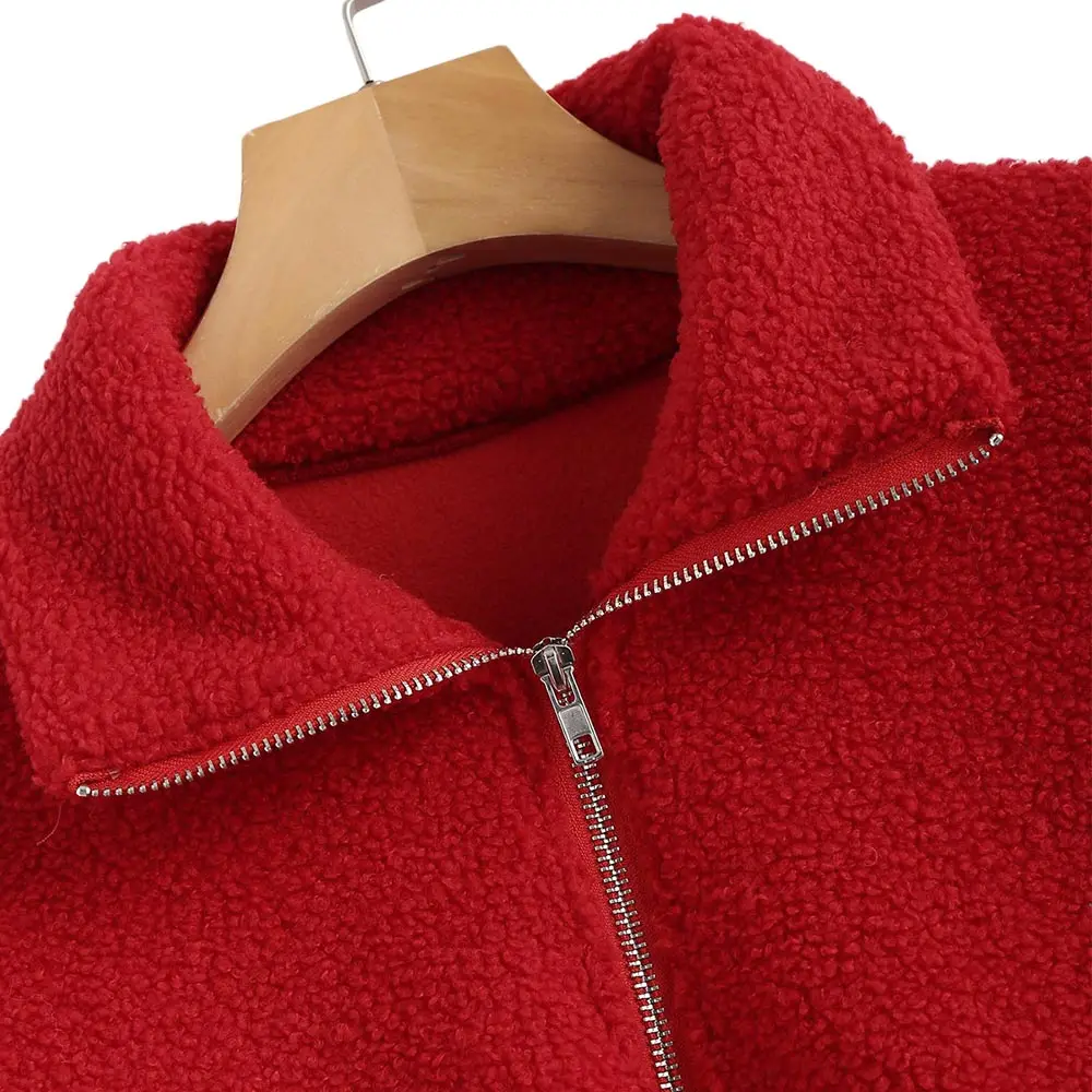 AZULINA Mock Neck плотная искусственного меха толстовка половина молния толстовки
