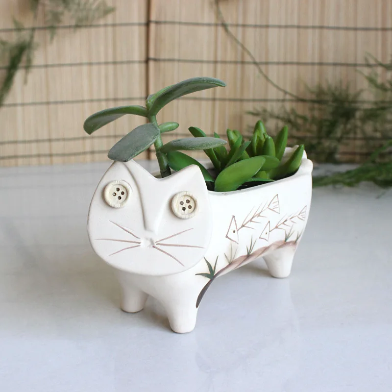 Ceramic Succulent Flowerpot Zakka Flower Vase Decoration Accessories Modern Home Vasos Desk Florero Cute Animal decor | Дом и сад