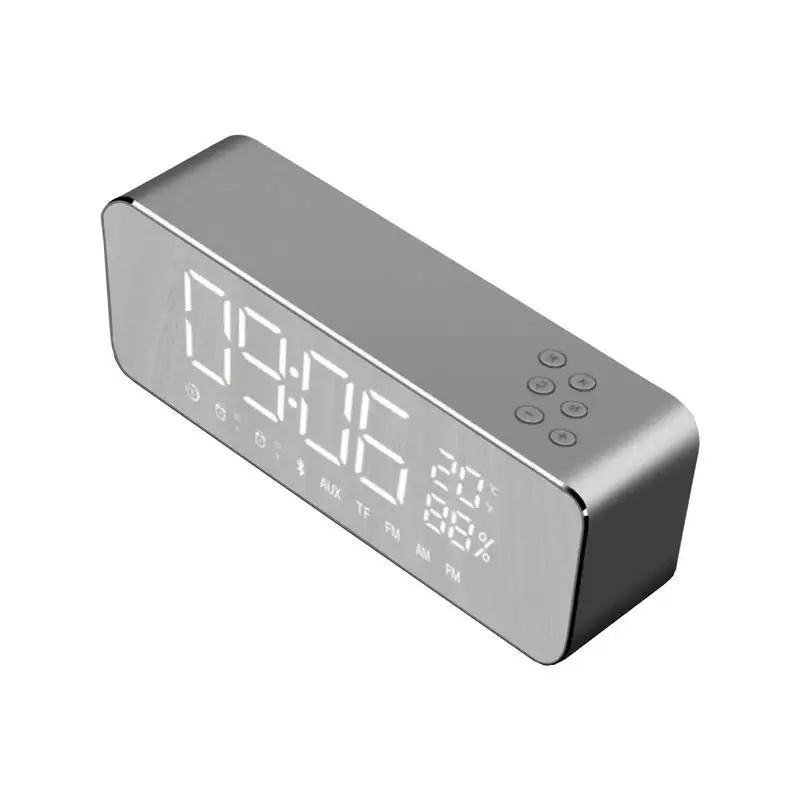 Беспроводная портативная bluetooth колонка с будильником экраном металлическим