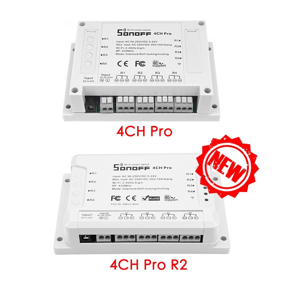 Sonoff 4CH Pro &amp R2 Wifi Smart Switch Gang 4 канала 433 МГц RF Remote освещение переключатель