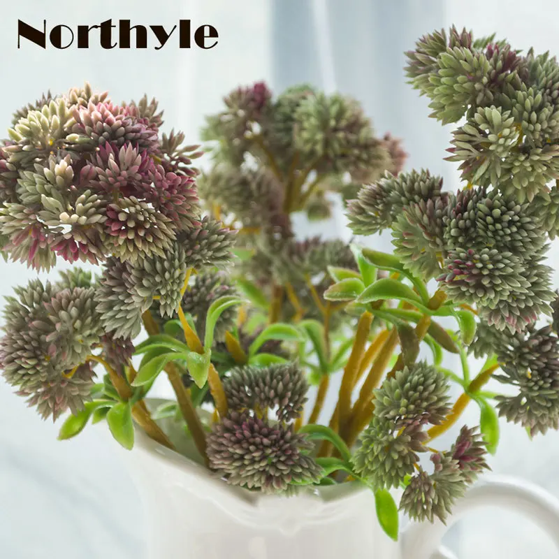 Northyle мягкие Пластик Sedum кластера сочные спрей-13 39 &quotвысокий Настоящее сенсорный