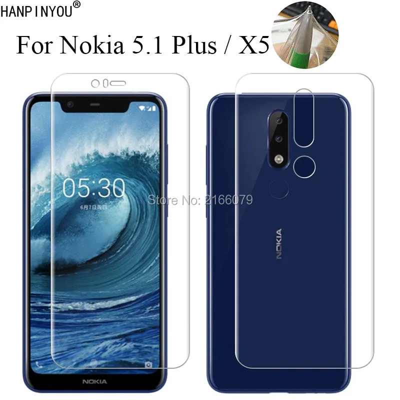 For Nokia 5.1 Plus 5.1Plus / X5 5.86" Soft TPU Front Back Full Cover Screen Protector Transparent Protective Film + Clean Tools |