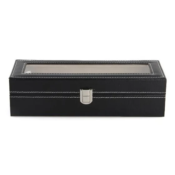 

Mens 6 Slots Leather Jewelry Watch Show Case Storage Display Box