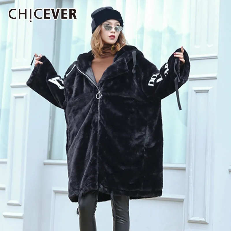 CHICEVER осень зима для женщин плотное пальто женские куртки с капюшоном шнурок