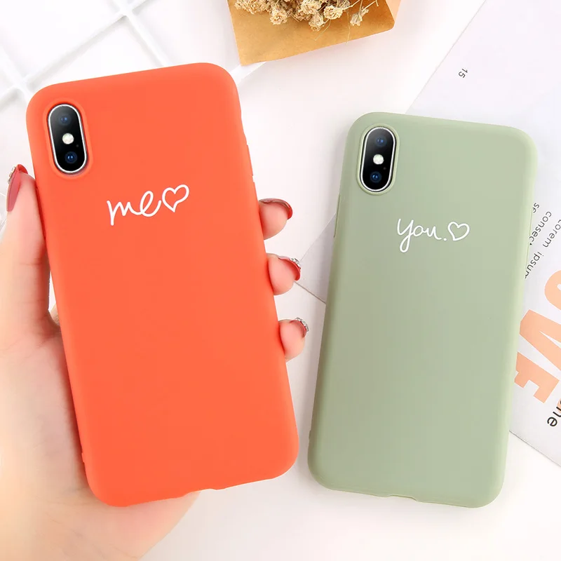 USLION Пары Любовь Сердце чехол для телефона для iPhone XS XR Xs Max 6 6S 8 7 Plus забавные буквы мягкий чехол ТПУ силиконовый чехол s Coque