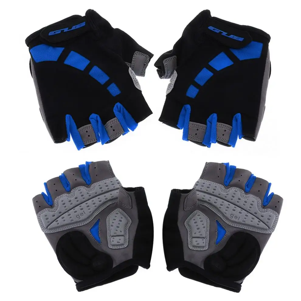

GUB Blue Anti-slip Breathable Lycra Cycling Half Finger Gloves with Shockproof Gel Padding for MTB Bicycles