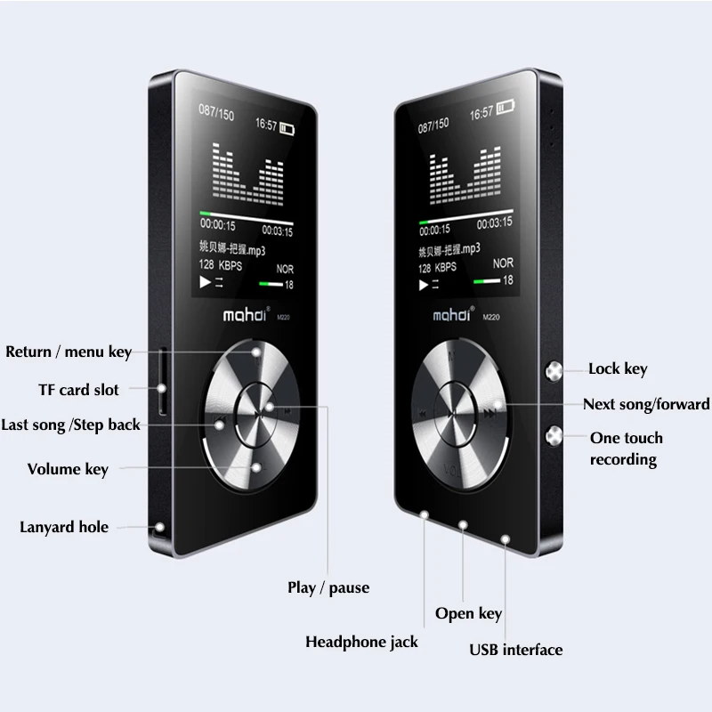 Mahdi 8Gb Hifi Lossless Mp3 Player Fm Video E-Book Recorder Clock Function Sport 1.8Inch Tft Screen Music | Электроника