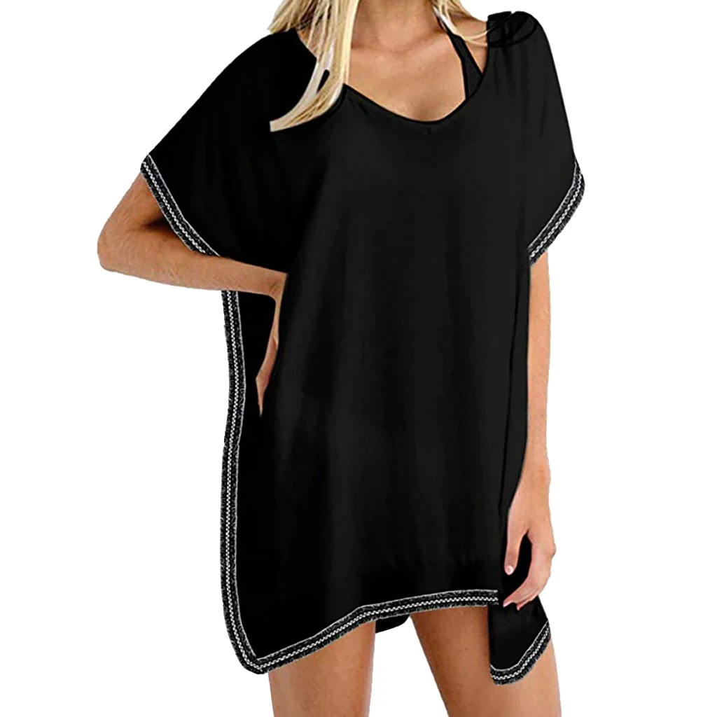 Новые Женские однотонные с коротким рукавом Свободные О-образным вырезом летние