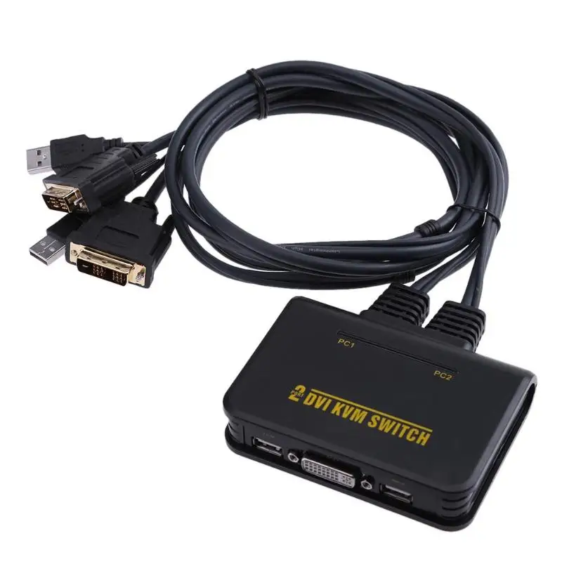 2 порта Usb 0 в 1 выход Dvi Kvm переключатель коробка с аудио-видео кабелем для монитора