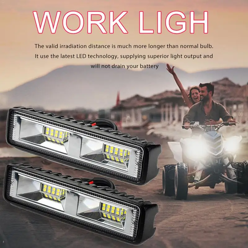 

2Pcs 48W 12V 16 LED Work Light Spot Beam Bar Car FOR SUV Off-Road Driving Fog Lamps